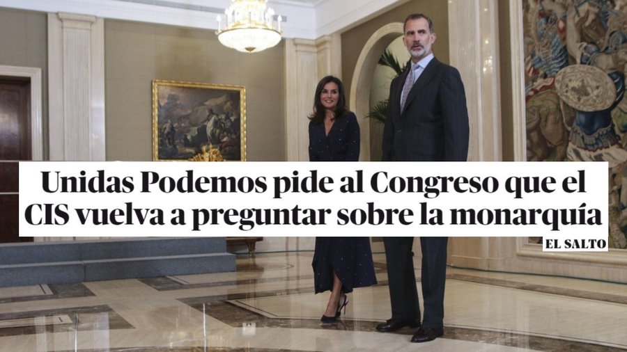 Unidas Podemos pide al Congreso que el CIS vuelva a preguntar sobre la monarquía