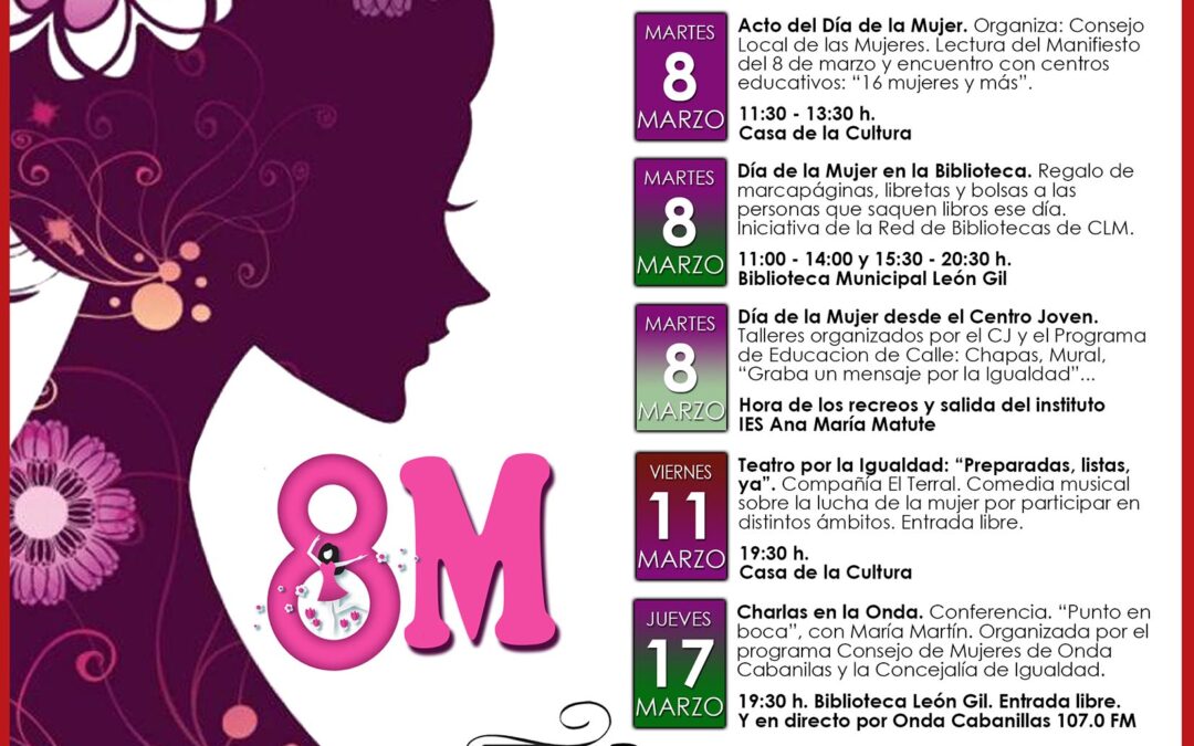 Varios actos en torno al 8M conmemorarán en Cabanillas el Día Internacional de la Mujer